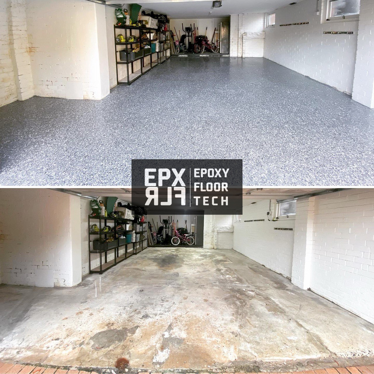 damaged-concrete-repair-premium-flake-flooring-garage-north-shore